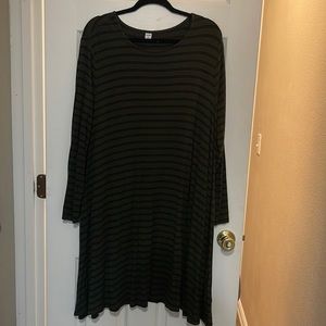 Long Sleeve Green and Black Striped dress